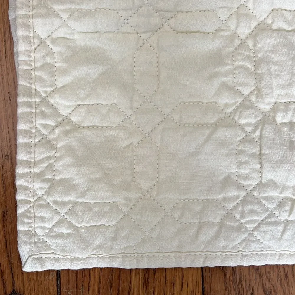 Pottery Barn Belgian Flax Linen Trellis Quilted Sham